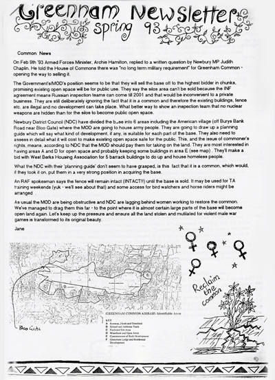 Greenham Newsletter, Spring 1993