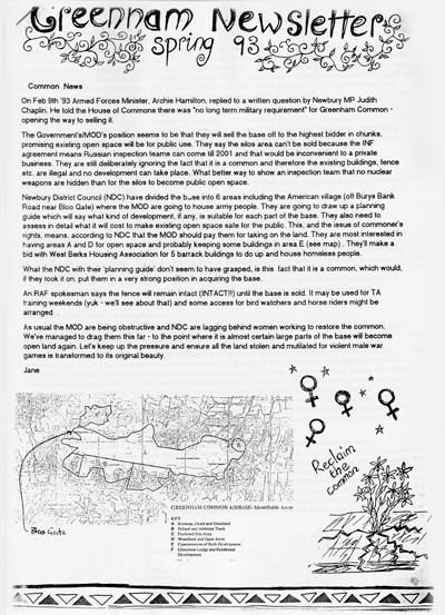 Greenham Newsletter, Spring 1993