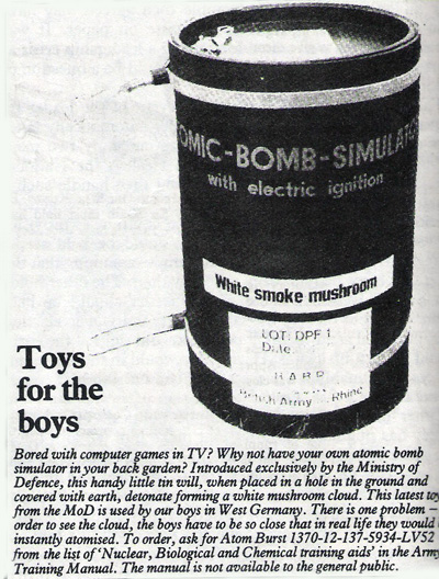 Toys for the boys. New Statesman. Vol. 105. No. 2712, 11 March 1983 p. 4. © New Statesman. All rights reserved.