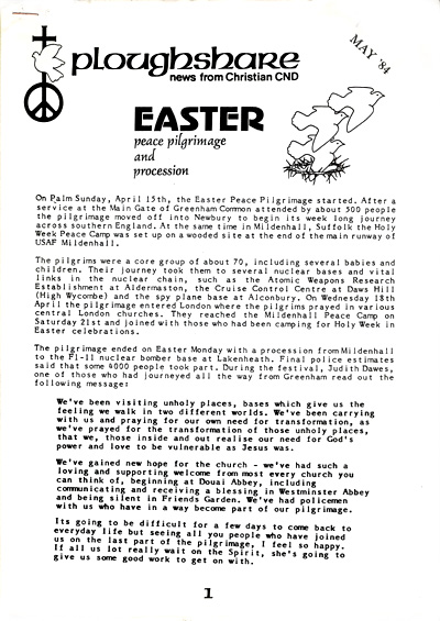 Ploughshares : News from Cristian CND, May 1984.