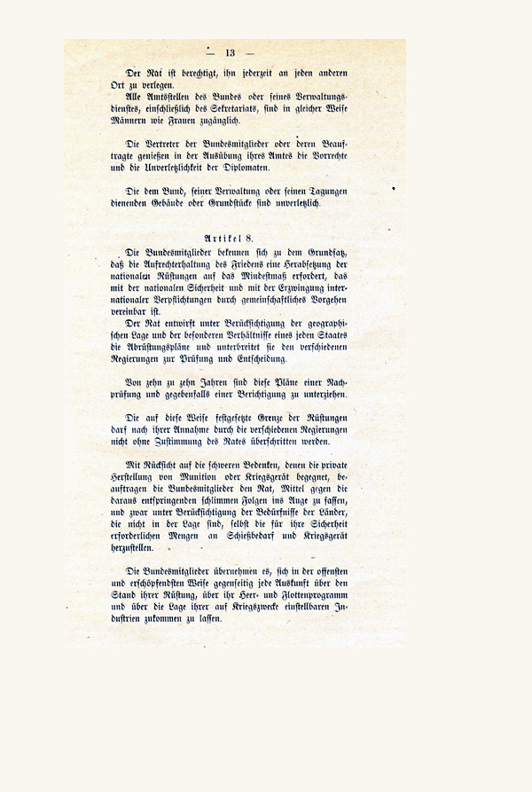  The original German League of Nations article 8 from 1919.