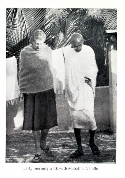 Agatha Harrison and Mahatma Gandhi.