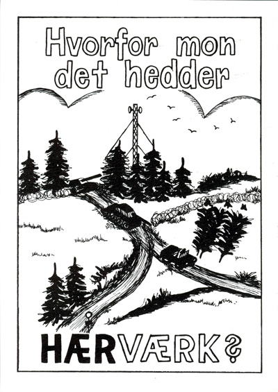 Hærværk. Postkorrt fra Kvindefredslejren ved Ravnstrup. Udateret. Ukendt kunstner. I Holger Terps privatarkiv.