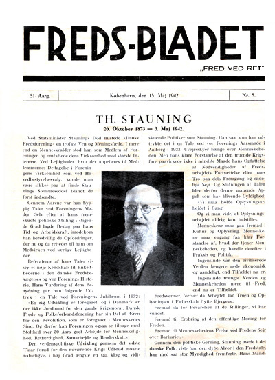 Stauning. Freds-Bladet, 1942:5