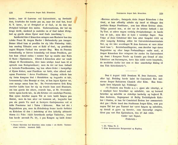 R&oslash;rdam, Holger Fr.: Efterretninger om Sv&aelig;rmeren Jesper Balterzen K&ouml;nichen. Kirkehistoriske Samlinger, 2. r&aelig;kke, bd. 3. s. 228-229.