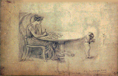 Fredsengel med puslespi om fremtidenl