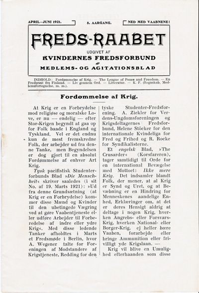 Freds-Raabet, 1921: April - Juni