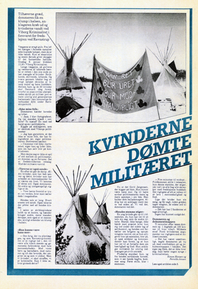 Fredsavisen, nr. 11, 1985: Kvinderne [i Ravnstrup kvindefredslejren] d&oslash;mte milit&aelig;ret.