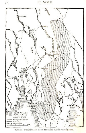 Den neutrale demilitariserede gr&aelig;nse mellem Norge og Sverige.
